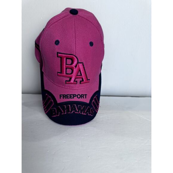 Freeport Bahamas Strapback Hat Black N Pink Embroidered Logo Adjustable - Picture 15 of 16